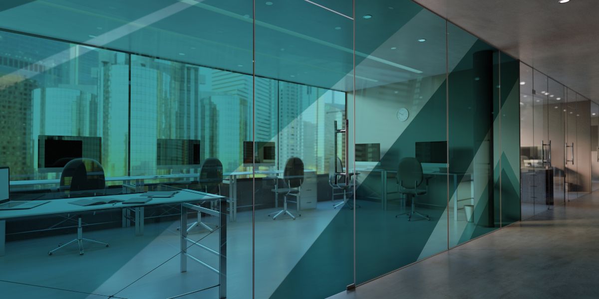 office with colored decorative glass film